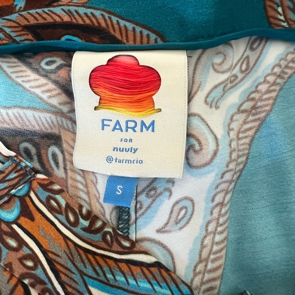 FARM Rio Teal & Brown Paisley Wide-Leg Palazzo Pants - Picture 10 of 12